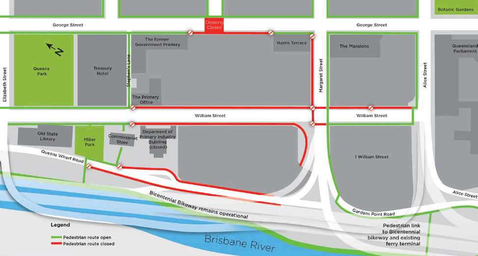 Map 2: Pedestrian access around the Queen’s Wharf Brisbane precinct